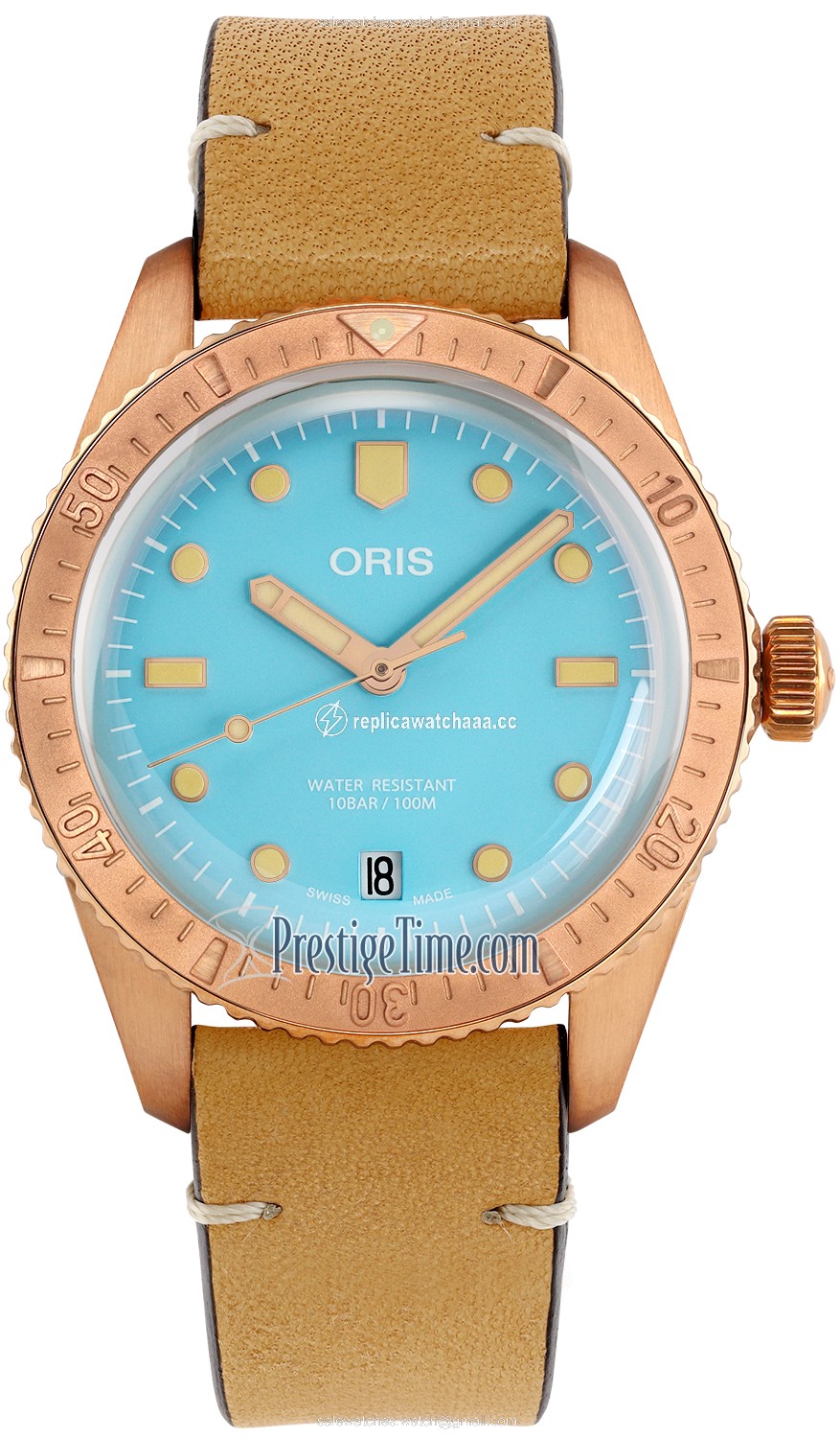 01 733 7771 3155-07 5 19 04BR Cotton Candy Blue Oris Divers Sixty Five 38mm Midsize Watch 01 733 7771 3155-07 5 19 04BR Cotton Candy Blue Oris Divers Sixty Five 38mm Midsize Watch
