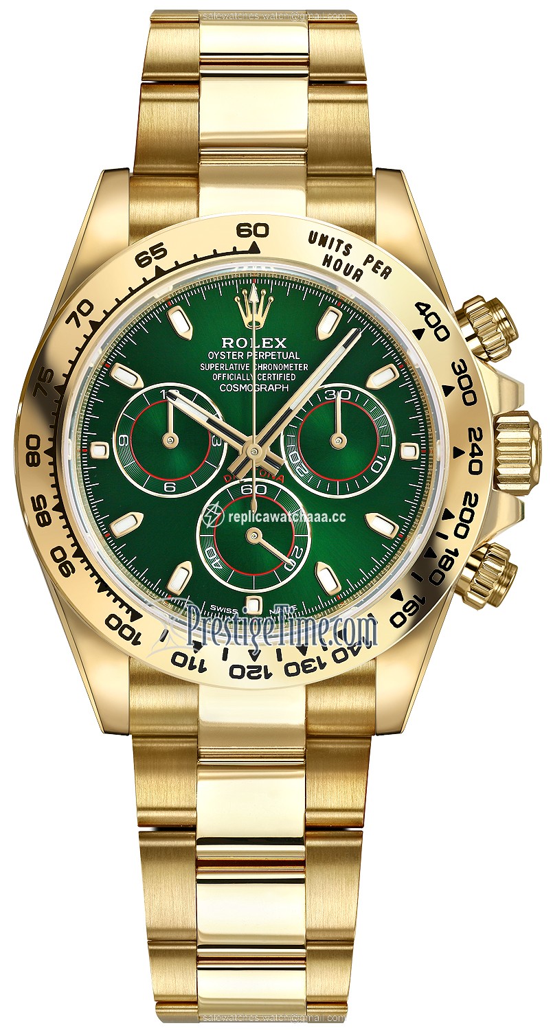 116508 Green Index Oyster Rolex Cosmograph Daytona Yellow Gold Mens Watch 116508 Green Index Oyster Rolex Cosmograph Daytona Yellow Gold Mens Watch