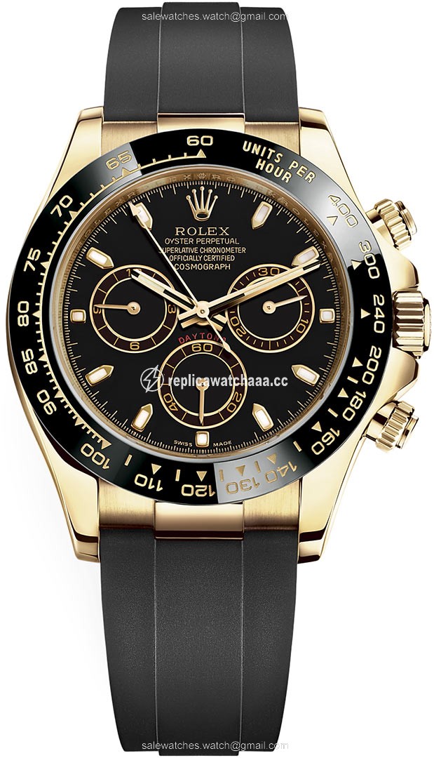 116518LN Black Oysterflex Rolex Cosmograph Daytona Yellow Gold Mens Watch 116518LN Black Oysterflex Rolex Cosmograph Daytona Yellow Gold Mens Watch