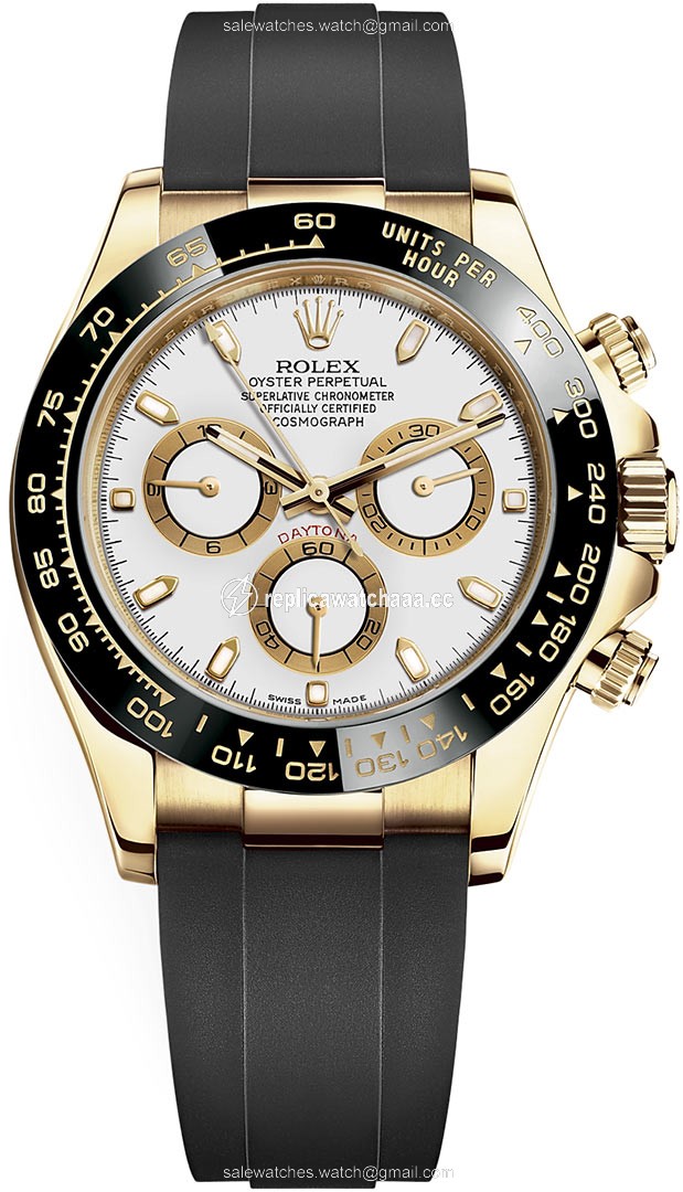 116518LN White Oysterflex Rolex Cosmograph Daytona Yellow Gold Mens Watch 116518LN White Oysterflex Rolex Cosmograph Daytona Yellow Gold Mens Watch
