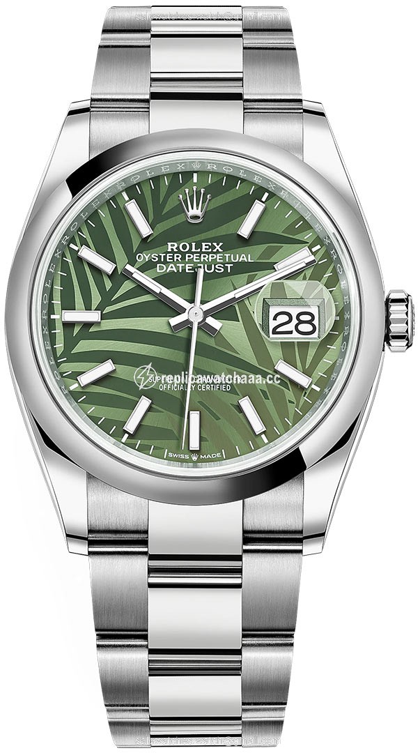 126200 Olive Green Palm Oyster Rolex Datejust 36mm Stainless Steel Midsize Watch 126200 Olive Green Palm Oyster Rolex Datejust 36mm Stainless Steel Midsize Watch