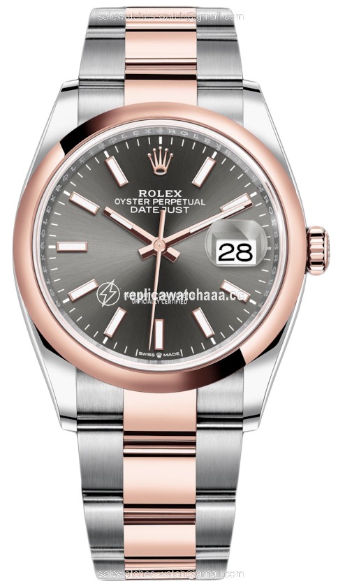 126201 Dark Rhodium Index Oyster Rolex Datejust 36mm Stainless Steel and Rose Gold Ladies Watch 126201 Dark Rhodium Index Oyster Rolex Datejust 36mm Stainless Steel and Rose Gold Ladies Watch