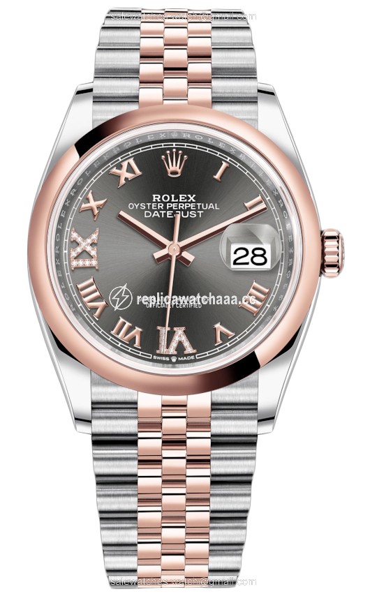 126201 Dark Rhodium VI IX Roman Jubilee Rolex Datejust 36mm Stainless Steel and Rose Gold Ladies Watch 126201 Dark Rhodium VI IX Roman Jubilee Rolex Datejust 36mm Stainless Steel and Rose Gold Ladies Watch