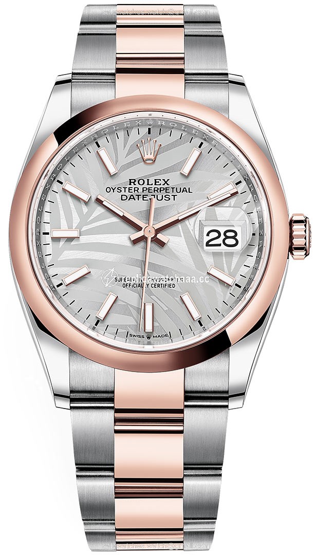 126201 Silver Palm Oyster Rolex Datejust 36mm Stainless Steel and Rose Gold Ladies Watch 126201 Silver Palm Oyster Rolex Datejust 36mm Stainless Steel and Rose Gold Ladies Watch
