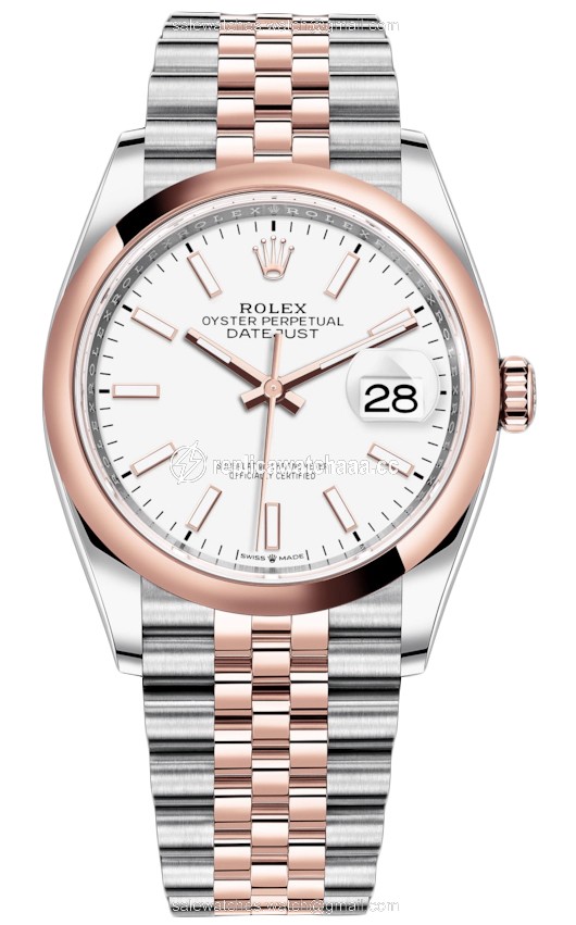 126201 White Index Jubilee Rolex Datejust 36mm Stainless Steel and Rose Gold Ladies Watch 126201 White Index Jubilee Rolex Datejust 36mm Stainless Steel and Rose Gold Ladies Watch