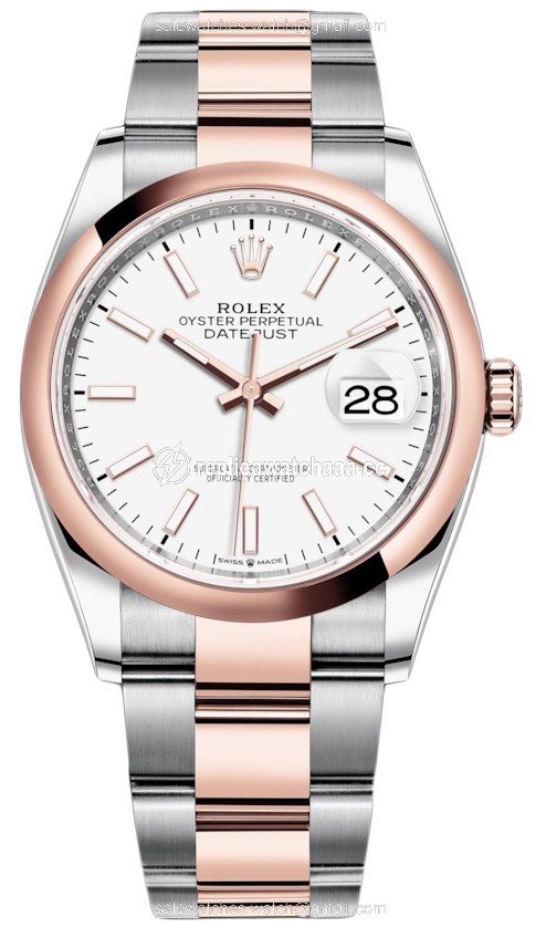 126201 White Index Oyster Rolex Datejust 36mm Stainless Steel and Rose Gold Ladies Watch 126201 White Index Oyster Rolex Datejust 36mm Stainless Steel and Rose Gold Ladies Watch