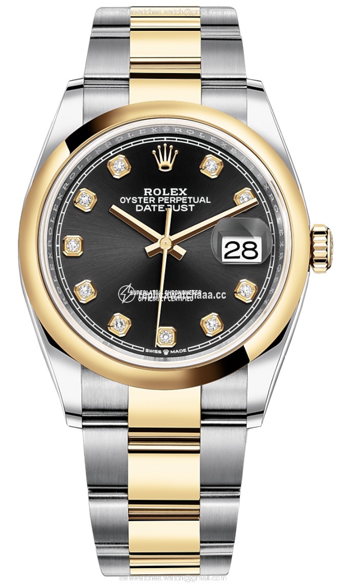 126203 Black Diamond Oyster Rolex Datejust 36mm Stainless Steel and Yellow Gold Ladies Watch 126203 Black Diamond Oyster Rolex Datejust 36mm Stainless Steel and Yellow Gold Ladies Watch