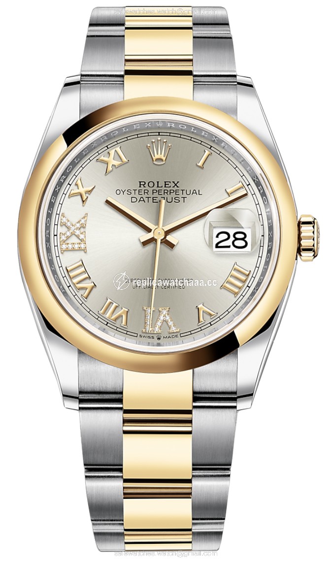 126203 Silver VI IX Roman Oyster Rolex Datejust 36mm Stainless Steel and Yellow Gold Ladies Watch 126203 Silver VI IX Roman Oyster Rolex Datejust 36mm Stainless Steel and Yellow Gold Ladies Watch