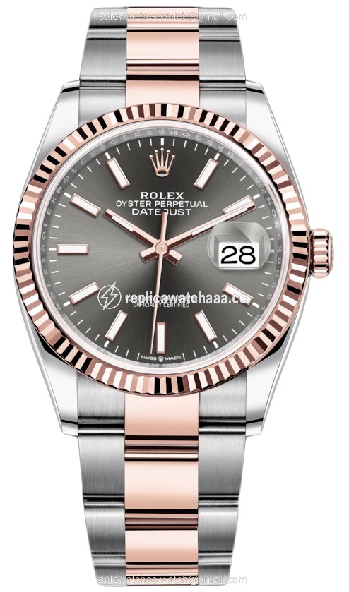 126231 Dark Rhodium Index Oyster Rolex Datejust 36mm Stainless Steel and Rose Gold Ladies Watch 126231 Dark Rhodium Index Oyster Rolex Datejust 36mm Stainless Steel and Rose Gold Ladies Watch