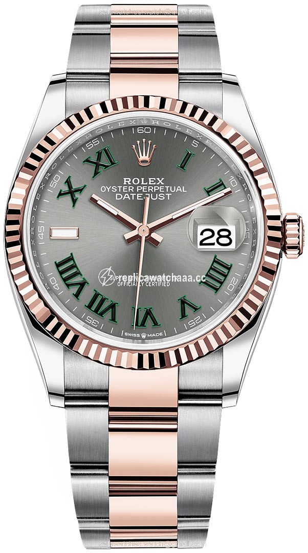 126231 Slate Roman Oyster Wimbledon Rolex Datejust 36mm Stainless Steel and Rose Gold Ladies Watch 126231 Slate Roman Oyster Wimbledon Rolex Datejust 36mm Stainless Steel and Rose Gold Ladies Watch