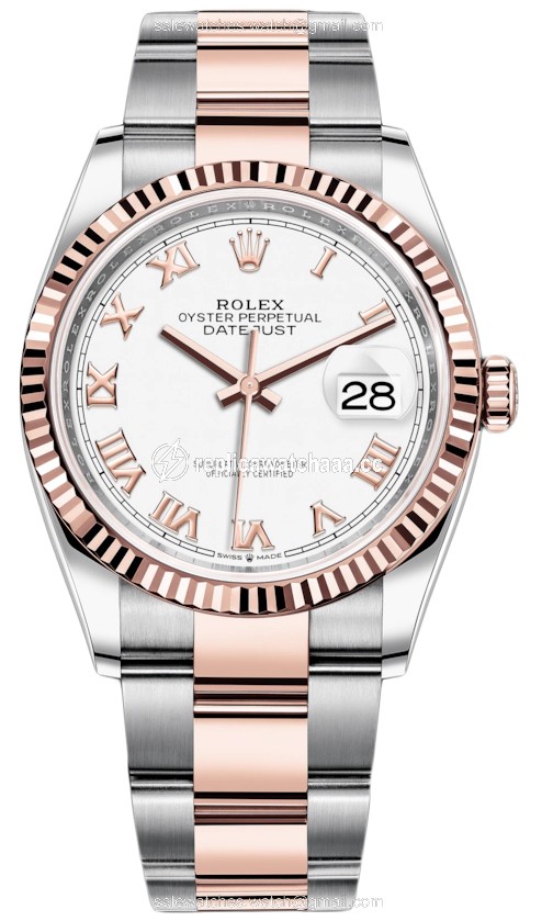 126231 White Roman Oyster Rolex Datejust 36mm Stainless Steel and Rose Gold Ladies Watch 126231 White Roman Oyster Rolex Datejust 36mm Stainless Steel and Rose Gold Ladies Watch