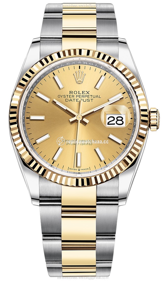 126233 Champagne Index Oyster Rolex Datejust 36mm Stainless Steel and Yellow Gold Ladies Watch 126233 Champagne Index Oyster Rolex Datejust 36mm Stainless Steel and Yellow Gold Ladies Watch