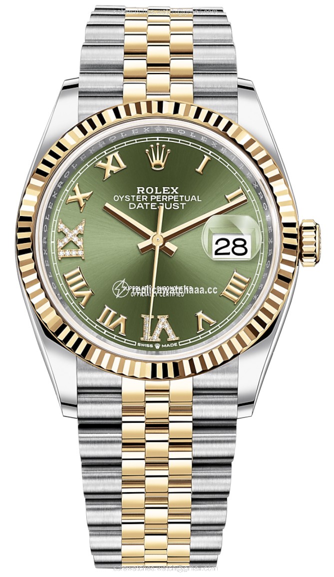 126233 Olive Green VI IX Roman Jubilee Rolex Datejust 36mm Stainless Steel and Yellow Gold Ladies Watch 126233 Olive Green VI IX Roman Jubilee Rolex Datejust 36mm Stainless Steel and Yellow Gold Ladies Watch