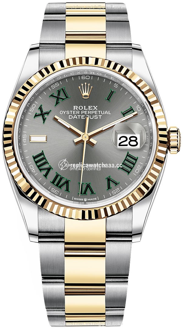 126233 Slate Roman Oyster Wimbledon Rolex Datejust 36mm Stainless Steel and Yellow Gold Ladies Watch 126233 Slate Roman Oyster Wimbledon Rolex Datejust 36mm Stainless Steel and Yellow Gold Ladies Watch