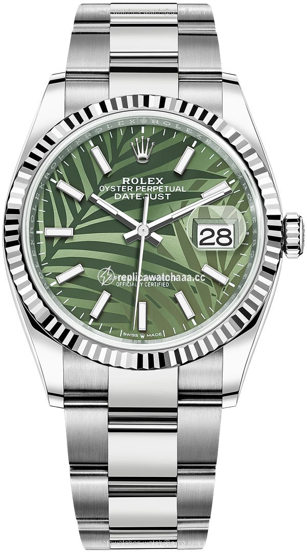 126234 Olive Green Palm Oyster Rolex Datejust 36mm Stainless Steel Midsize Watch 126234 Olive Green Palm Oyster Rolex Datejust 36mm Stainless Steel Midsize Watch