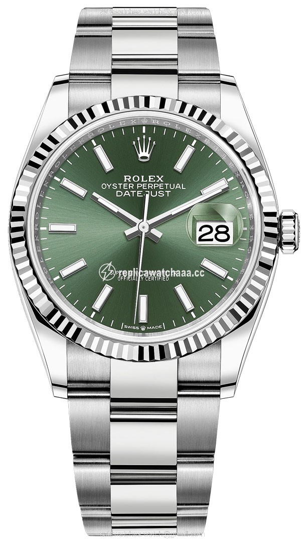 126234 Mint Green Index Oyster Rolex Datejust 36mm Stainless Steel Midsize Watch 126234 Mint Green Index Oyster Rolex Datejust 36mm Stainless Steel Midsize Watch
