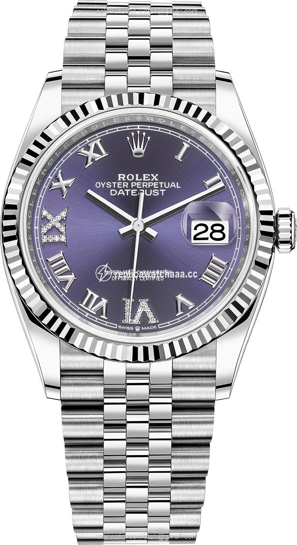 126234 Aubergine Roman VI IX Jubilee Rolex Datejust 36mm Stainless Steel Midsize Watch 126234 Aubergine Roman VI IX Jubilee Rolex Datejust 36mm Stainless Steel Midsize Watch