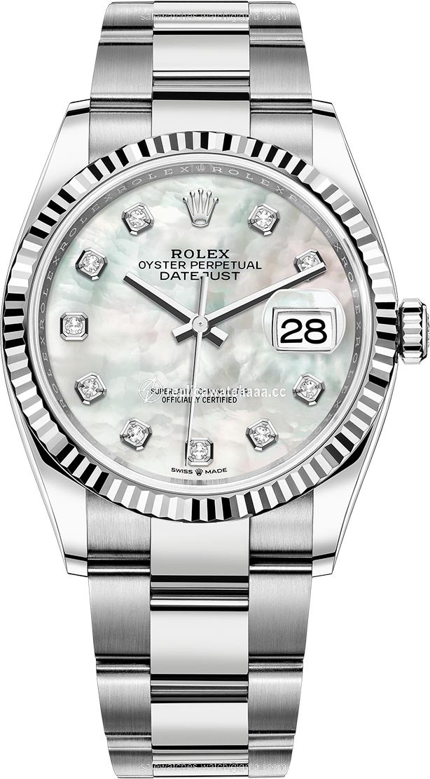 126234 White MOP Diamond Oyster Rolex Datejust 36mm Stainless Steel Midsize Watch 126234 White MOP Diamond Oyster Rolex Datejust 36mm Stainless Steel Midsize Watch