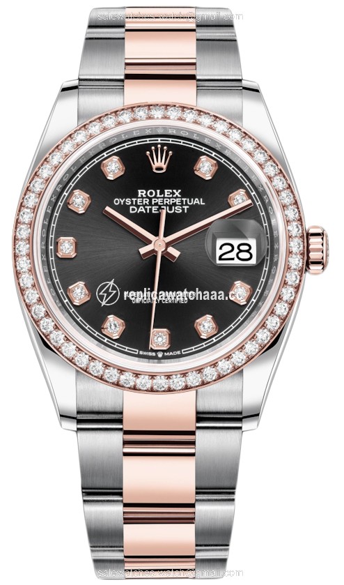 126281RBR Black Diamond Oyster Rolex Datejust 36mm Stainless Steel and Rose Gold Ladies Watch 126281RBR Black Diamond Oyster Rolex Datejust 36mm Stainless Steel and Rose Gold Ladies Watch