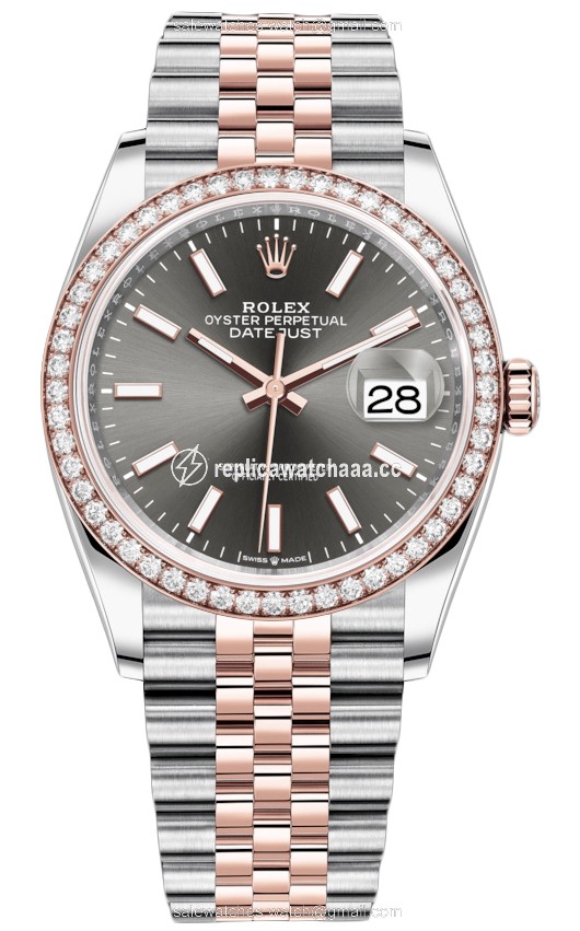 126281RBR Dark Rhodium Index Jubilee Rolex Datejust 36mm Stainless Steel and Rose Gold Ladies Watch 126281RBR Dark Rhodium Index Jubilee Rolex Datejust 36mm Stainless Steel and Rose Gold Ladies Watch