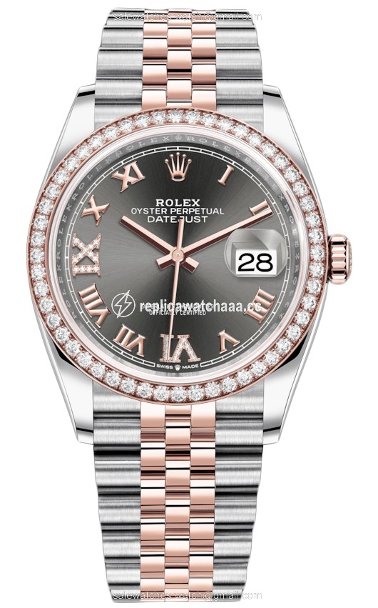 126281RBR Dark Rhodium VI IX Roman Jubilee Rolex Datejust 36mm Stainless Steel and Rose Gold Ladies Watch 126281RBR Dark Rhodium VI IX Roman Jubilee Rolex Datejust 36mm Stainless Steel and Rose Gold Ladies Watch