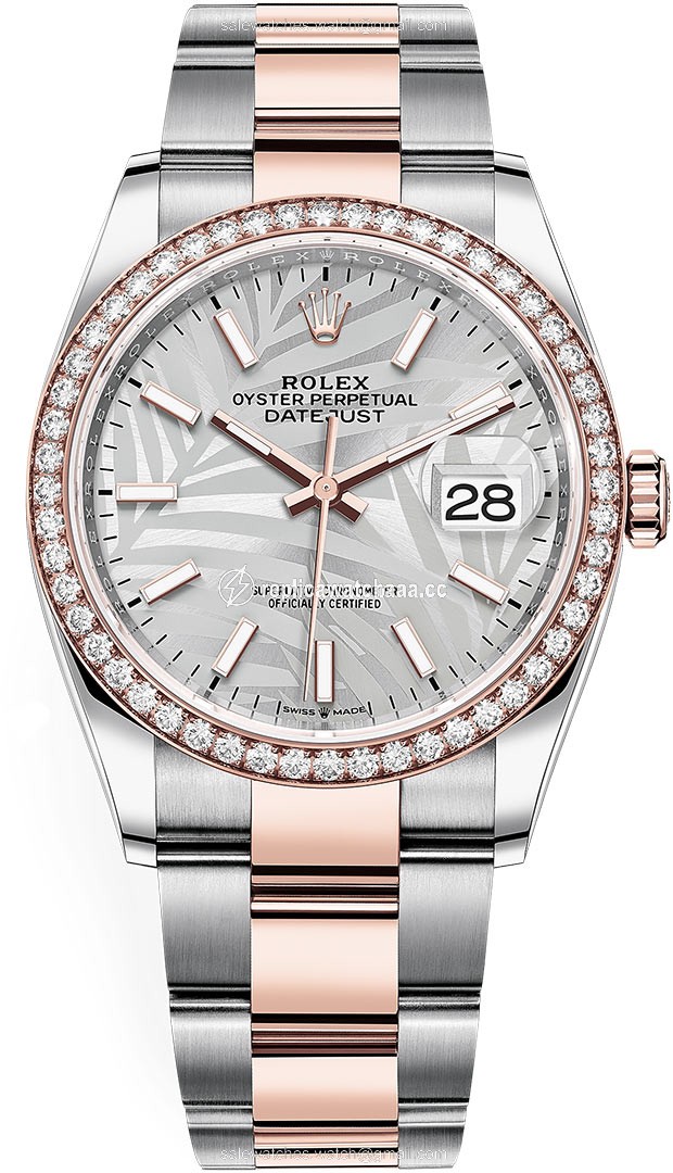 126281rbr Silver Palm Oyster Rolex Datejust 36mm Stainless Steel and Rose Gold Ladies Watch 126281rbr Silver Palm Oyster Rolex Datejust 36mm Stainless Steel and Rose Gold Ladies Watch