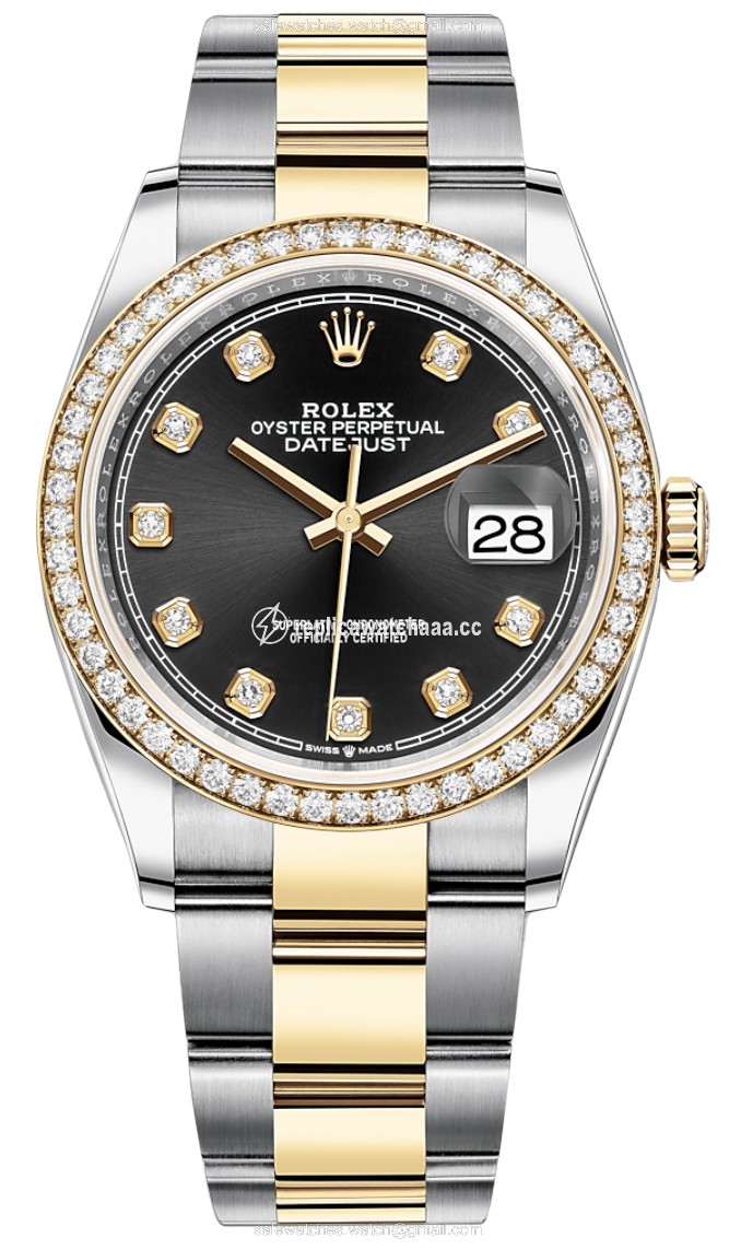 126283RBR Black Diamond Oyster Rolex Datejust 36mm Stainless Steel and Yellow Gold Ladies Watch 126283RBR Black Diamond Oyster Rolex Datejust 36mm Stainless Steel and Yellow Gold Ladies Watch