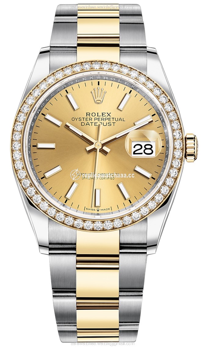 126283RBR Champagne Index Oyster Rolex Datejust 36mm Stainless Steel and Yellow Gold Ladies Watch 126283RBR Champagne Index Oyster Rolex Datejust 36mm Stainless Steel and Yellow Gold Ladies Watch