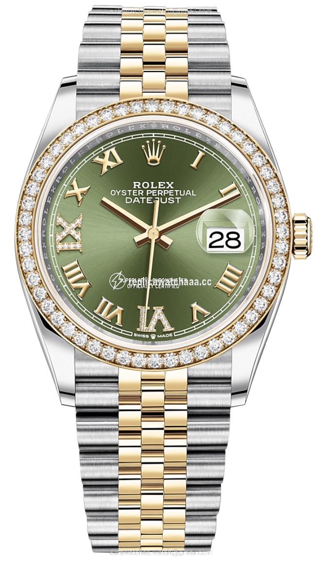 126283RBR Olive Green VI IX Roman Jubilee Rolex Datejust 36mm Stainless Steel and Yellow Gold Ladies Watch 126283RBR Olive Green VI IX Roman Jubilee Rolex Datejust 36mm Stainless Steel and Yellow Gold Ladies Watch