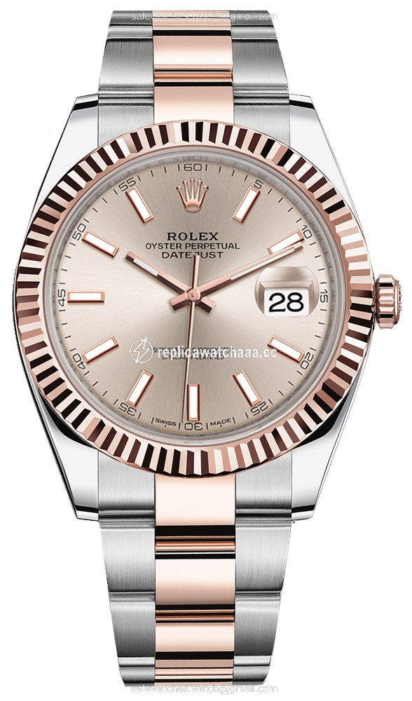 126331 Sundust Index Oyster Rolex Datejust 41mm Stainless Steel and Everose Gold Mens Watch 126331 Sundust Index Oyster Rolex Datejust 41mm Stainless Steel and Everose Gold Mens Watch