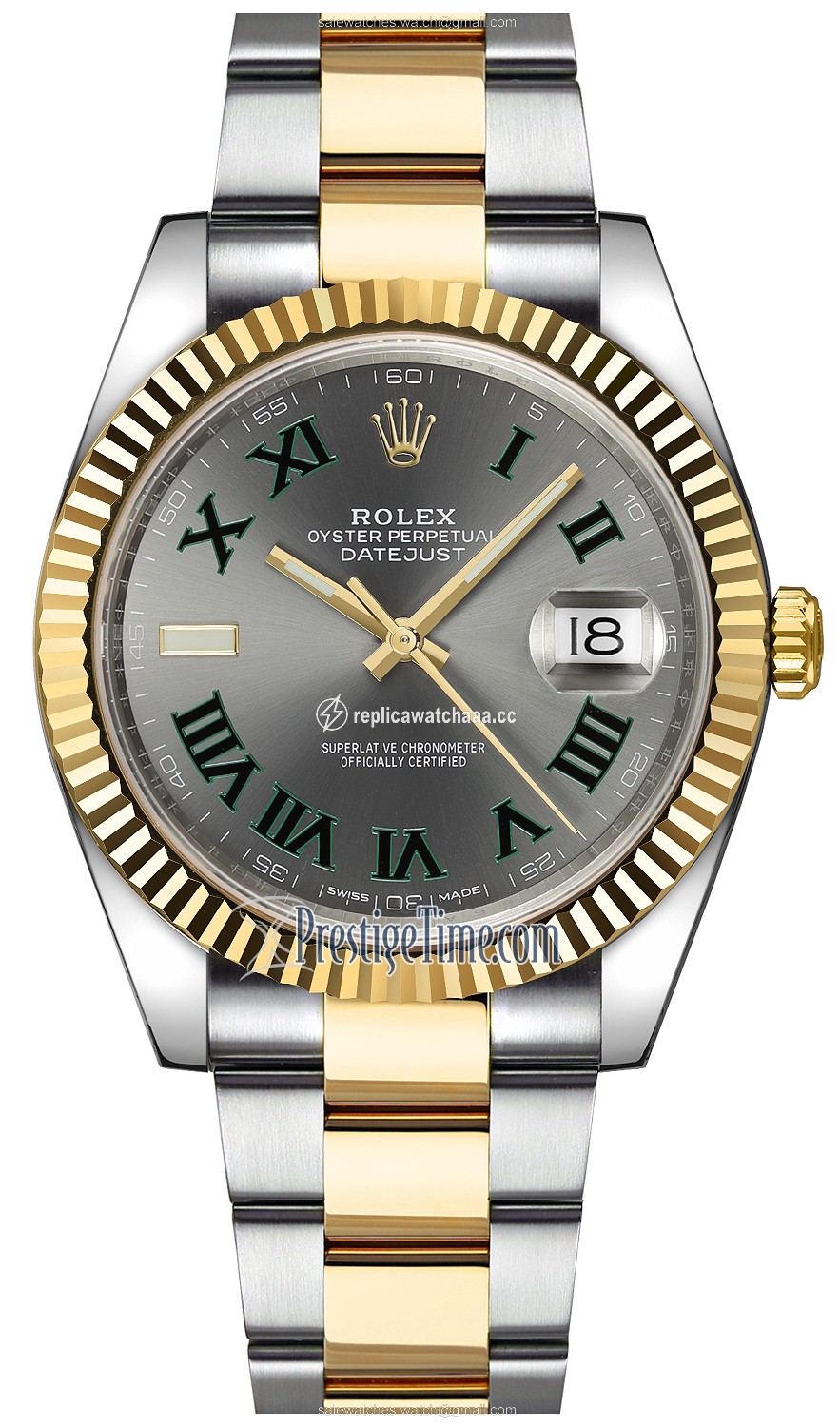 126333 Slate Roman Oyster Wimbledon Rolex Datejust 41mm Steel and Yellow Gold Mens Watch 126333 Slate Roman Oyster Wimbledon Rolex Datejust 41mm Steel and Yellow Gold Mens Watch