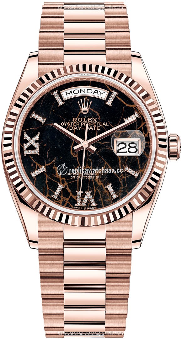128235 Eisenkiesel Rolex Day-Date 36mm Everose Gold Fluted Bezel Midsize Watch 128235 Eisenkiesel Rolex Day-Date 36mm Everose Gold Fluted Bezel Midsize Watch
