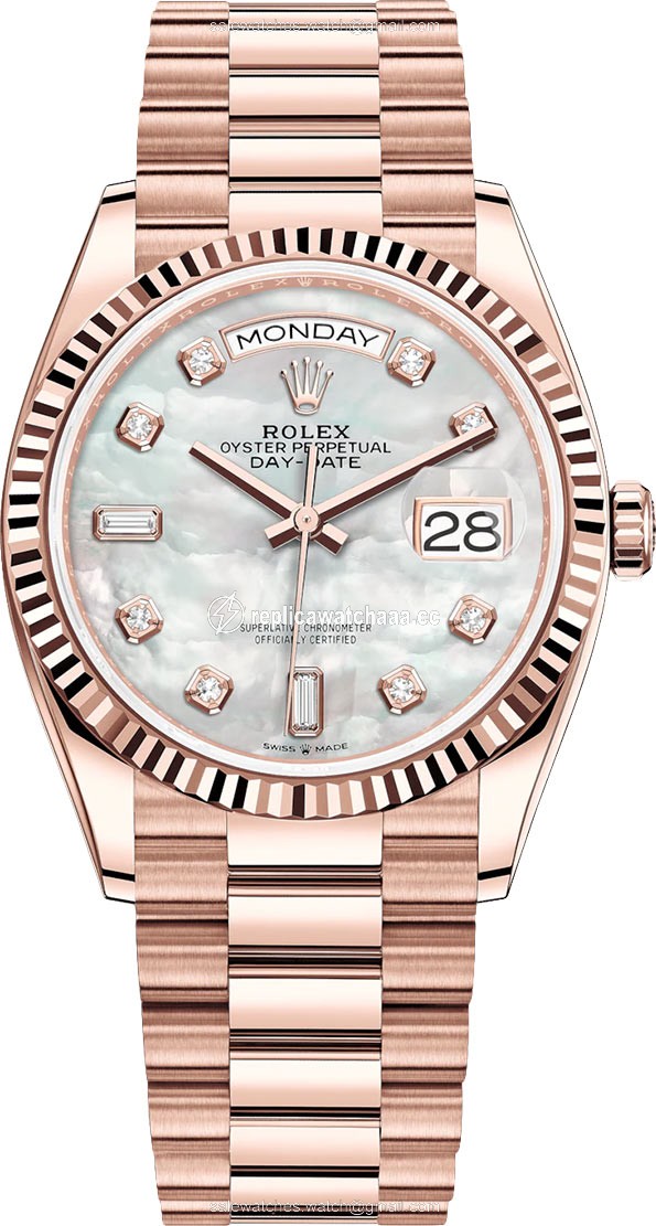 128235 MOP Diamond Rolex Day-Date 36mm Everose Gold Midsize Watch 128235 MOP Diamond Rolex Day-Date 36mm Everose Gold Midsize Watch