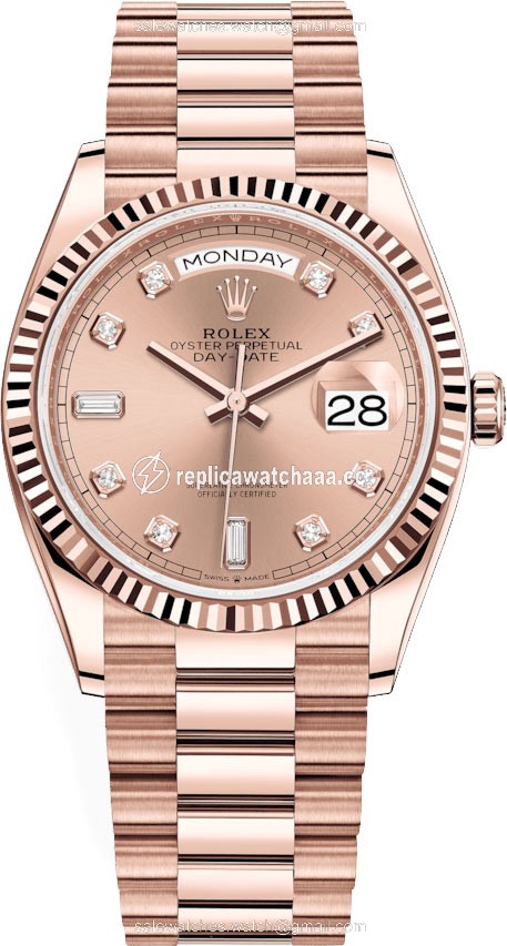 128235 Rose Diamond Rolex Day-Date 36mm Everose Gold Midsize Watch 128235 Rose Diamond Rolex Day-Date 36mm Everose Gold Midsize Watch