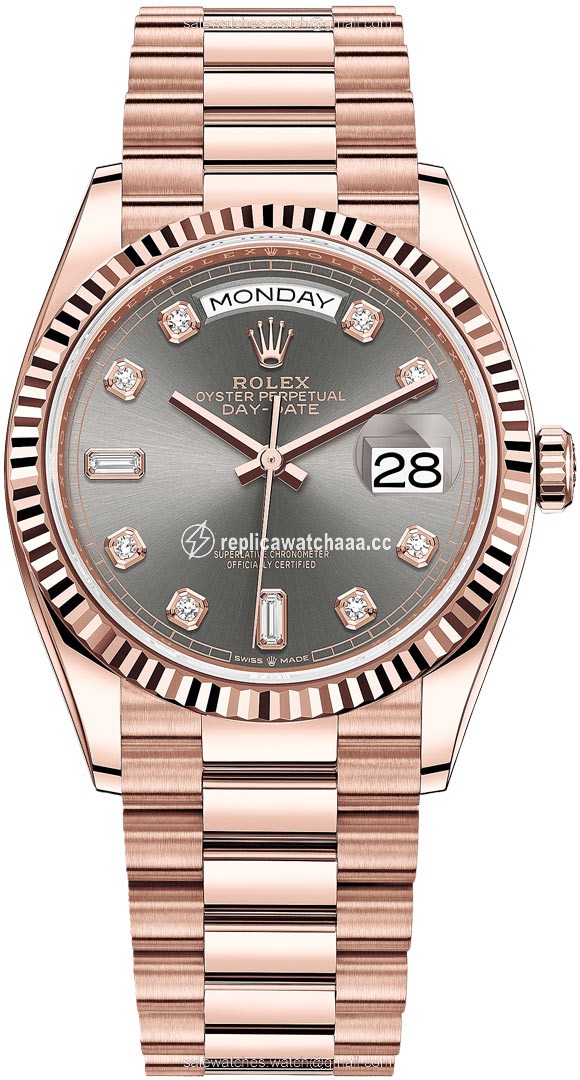 128235 Slate Diamond Rolex Day-Date 36mm Everose Gold Midsize Watch 128235 Slate Diamond Rolex Day-Date 36mm Everose Gold Midsize Watch