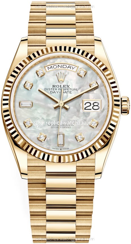 128238 MOP Diamond Rolex Day-Date 36mm Yellow Gold Midsize Watch 128238 MOP Diamond Rolex Day-Date 36mm Yellow Gold Midsize Watch