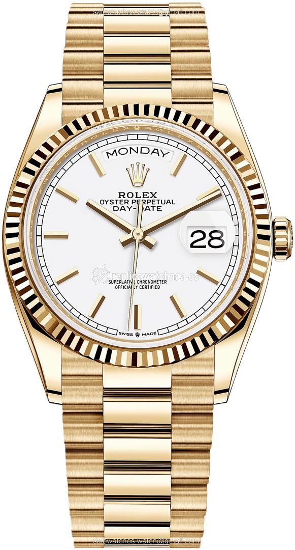 128238 White Index Rolex Day-Date 36mm Yellow Gold Midsize Watch 128238 White Index Rolex Day-Date 36mm Yellow Gold Midsize Watch