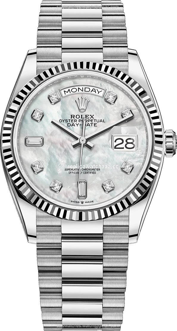 128239 MOP Diamond Rolex Day-Date 36mm White Gold Midsize Watch 128239 MOP Diamond Rolex Day-Date 36mm White Gold Midsize Watch