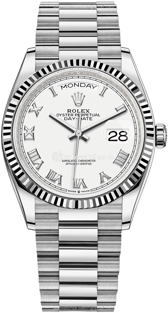 128239 White Roman Rolex Day-Date 36mm White Gold Midsize Watch 128239 White Roman Rolex Day-Date 36mm White Gold Midsize Watch