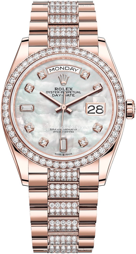 128345RBR MOP Diamond DB Rolex Day-Date 36mm Everose Gold Midsize Watch 128345RBR MOP Diamond DB Rolex Day-Date 36mm Everose Gold Midsize Watch
