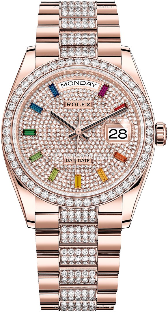 128345RBR Pave Rainbow DB Rolex Day-Date 36mm Everose Gold Midsize Watch 128345RBR Pave Rainbow DB Rolex Day-Date 36mm Everose Gold Midsize Watch