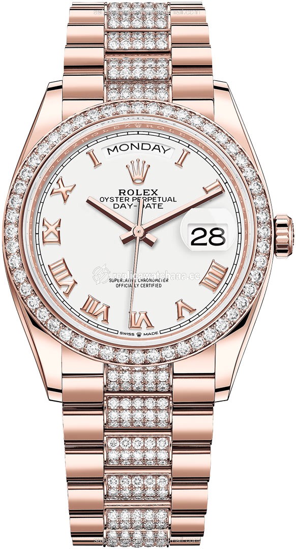 128345RBR White Roman DB Rolex Day-Date 36mm Everose Gold Midsize Watch 128345RBR White Roman DB Rolex Day-Date 36mm Everose Gold Midsize Watch