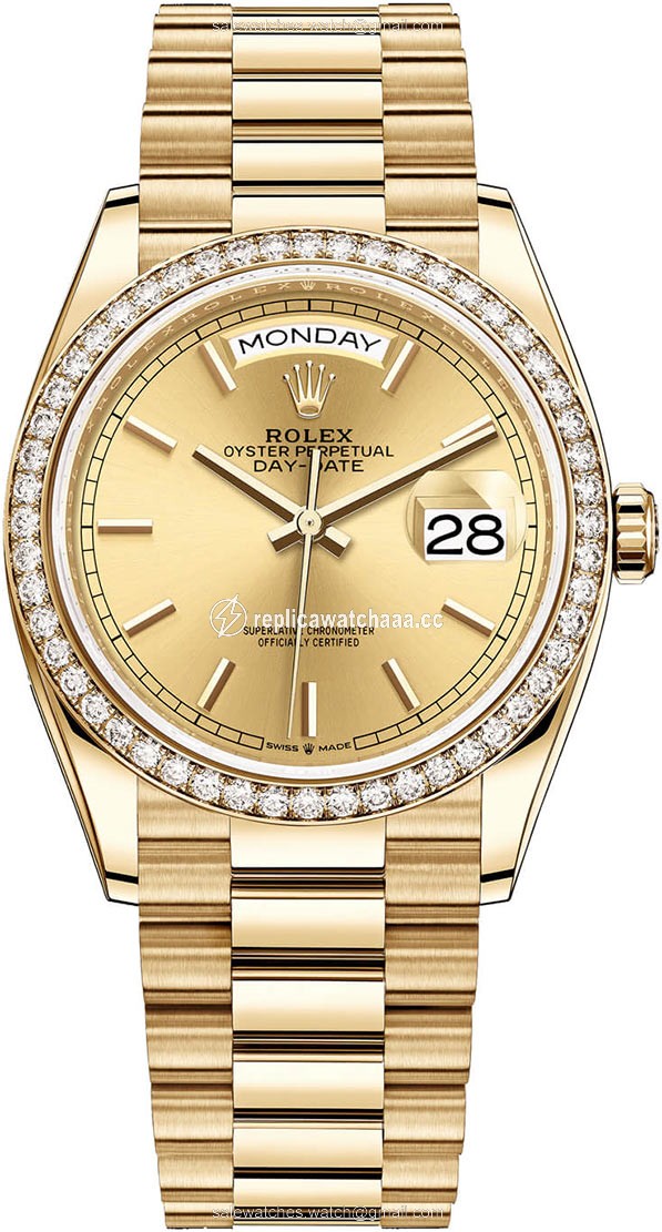 128348RBR Champagne Index Rolex Day-Date 36mm Yellow Gold Midsize Watch 128348RBR Champagne Index Rolex Day-Date 36mm Yellow Gold Midsize Watch