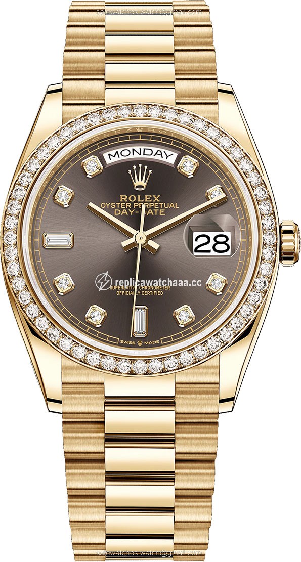 128348RBR Dark Grey Diamond Rolex Day-Date 36mm Yellow Gold Midsize Watch 128348RBR Dark Grey Diamond Rolex Day-Date 36mm Yellow Gold Midsize Watch