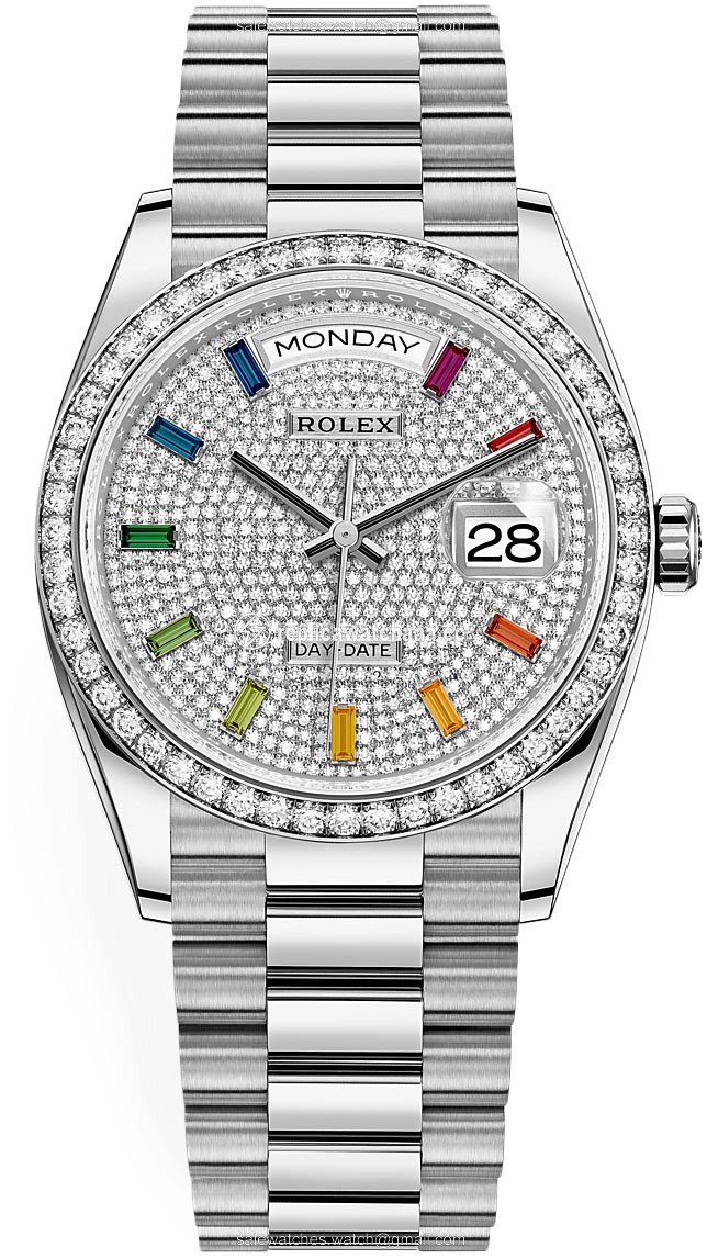 128349RBR Pave Rainbow Rolex Day-Date 36mm White Gold Midsize Watch 128349RBR Pave Rainbow Rolex Day-Date 36mm White Gold Midsize Watch