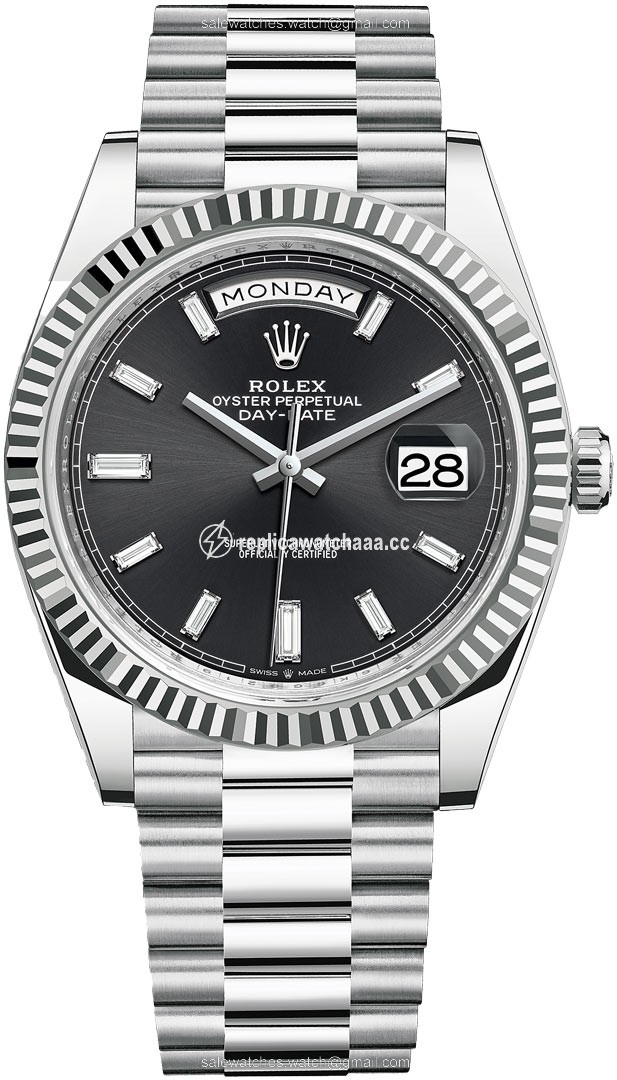 228236 Black Baguette Rolex Day-Date 40mm Platinum Mens Watch 228236 Black Baguette Rolex Day-Date 40mm Platinum Mens Watch