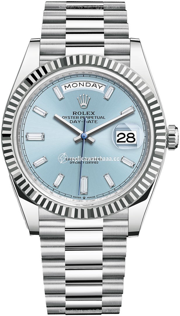 228236 Ice Blue Baguette Rolex Day-Date 40mm Platinum Mens Watch 228236 Ice Blue Baguette Rolex Day-Date 40mm Platinum Mens Watch