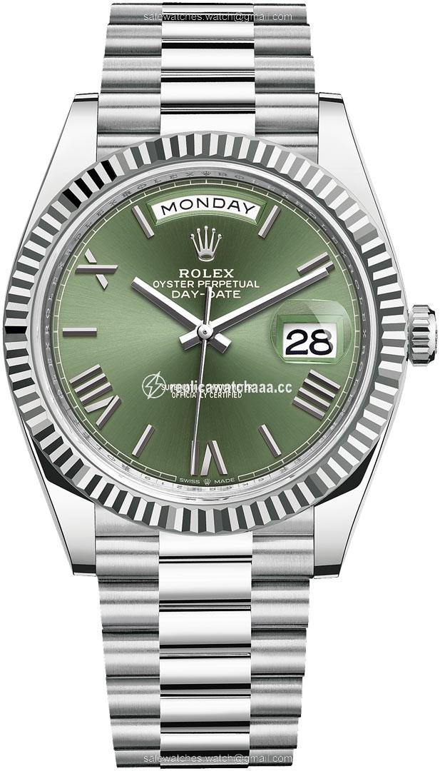 228236 Olive Green Roman Rolex Day-Date 40mm Platinum Mens Watch 228236 Olive Green Roman Rolex Day-Date 40mm Platinum Mens Watch