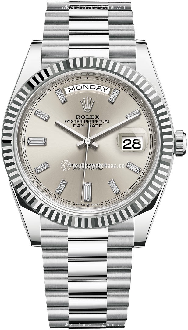 228236 Silver Baguette Rolex Day-Date 40mm Platinum Mens Watch 228236 Silver Baguette Rolex Day-Date 40mm Platinum Mens Watch