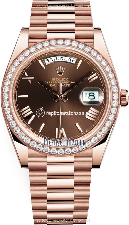 228345RBR Chocolate Roman Rolex Day-Date 40mm Everose Gold Mens Watch 228345RBR Chocolate Roman Rolex Day-Date 40mm Everose Gold Mens Watch